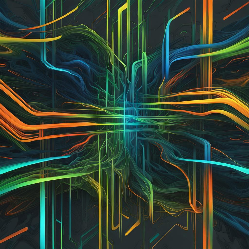 Abstract Interconnected Lines with Neon Glow