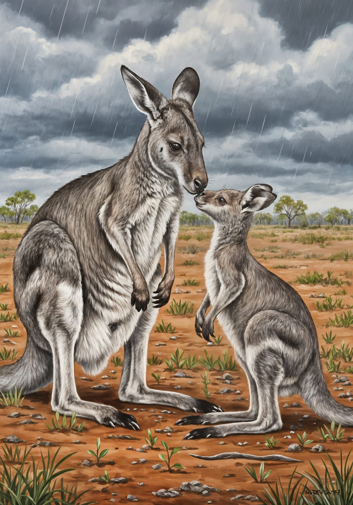 Kangaroo Mother and Joey: A Tender Outback Moment