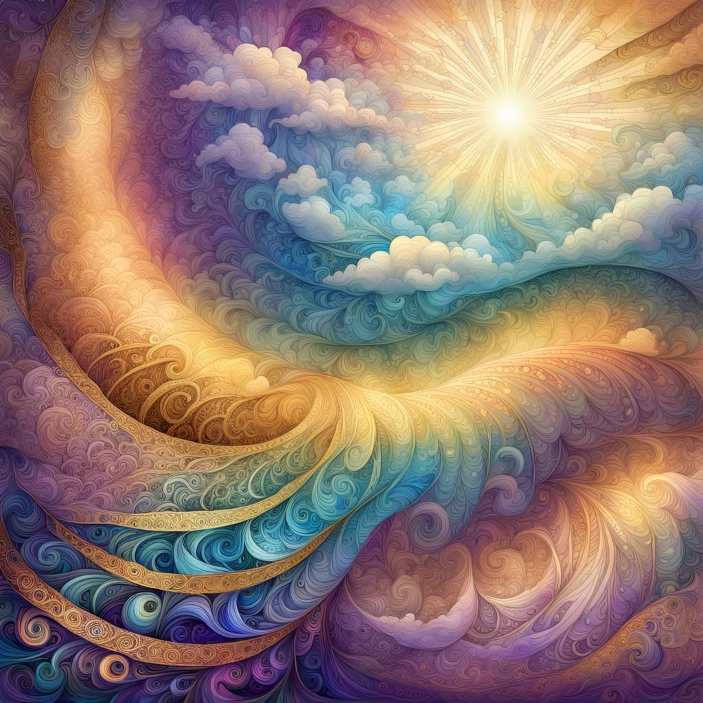 Radiant Rainbow Scroll with Poetry