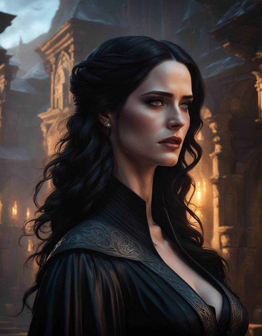 Sensual Sorceress Portrait in Hyperdetailed Style