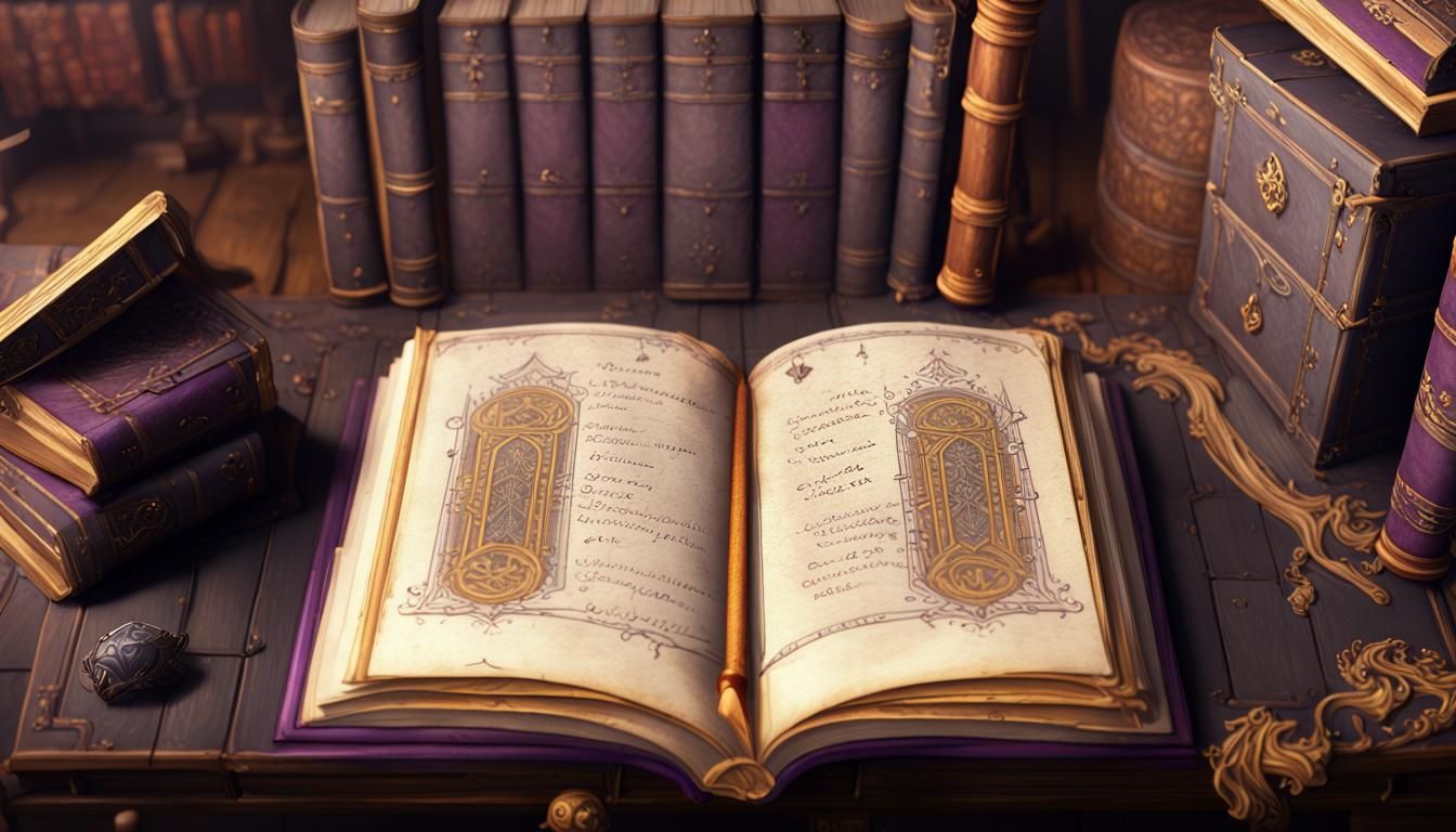 Dark Grimoire in Medieval Library, Fantasy Art