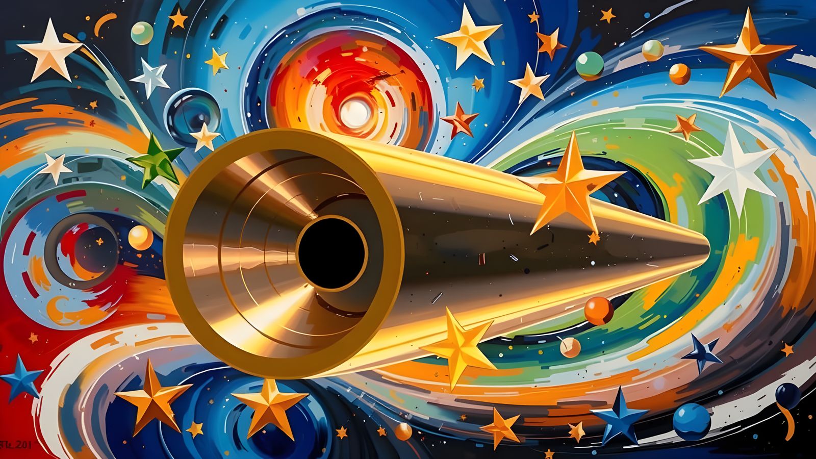 Surreal Copper-Gold Mirrored Vortex in Abstract Expressionis...