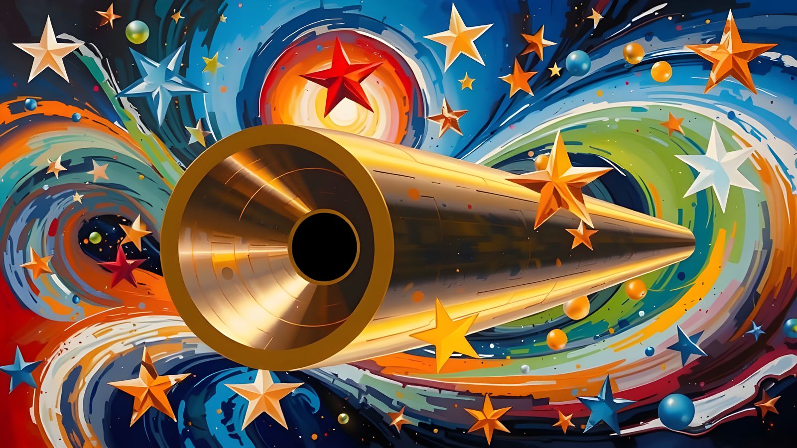 Surreal Copper Mirror Unfolds Interstellar Vortex