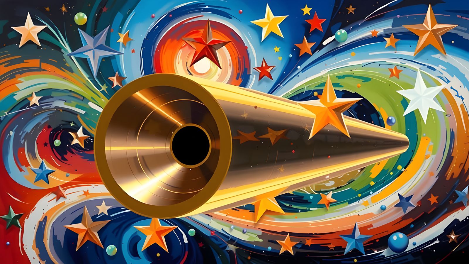 Copper-Gold Cosmic Vortex in Avant-Garde Abstract Expression...