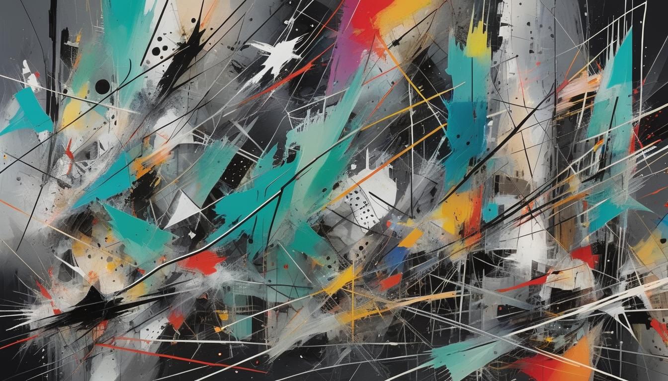 Abstract Futuristic Cityscape in Mixed Media Collage