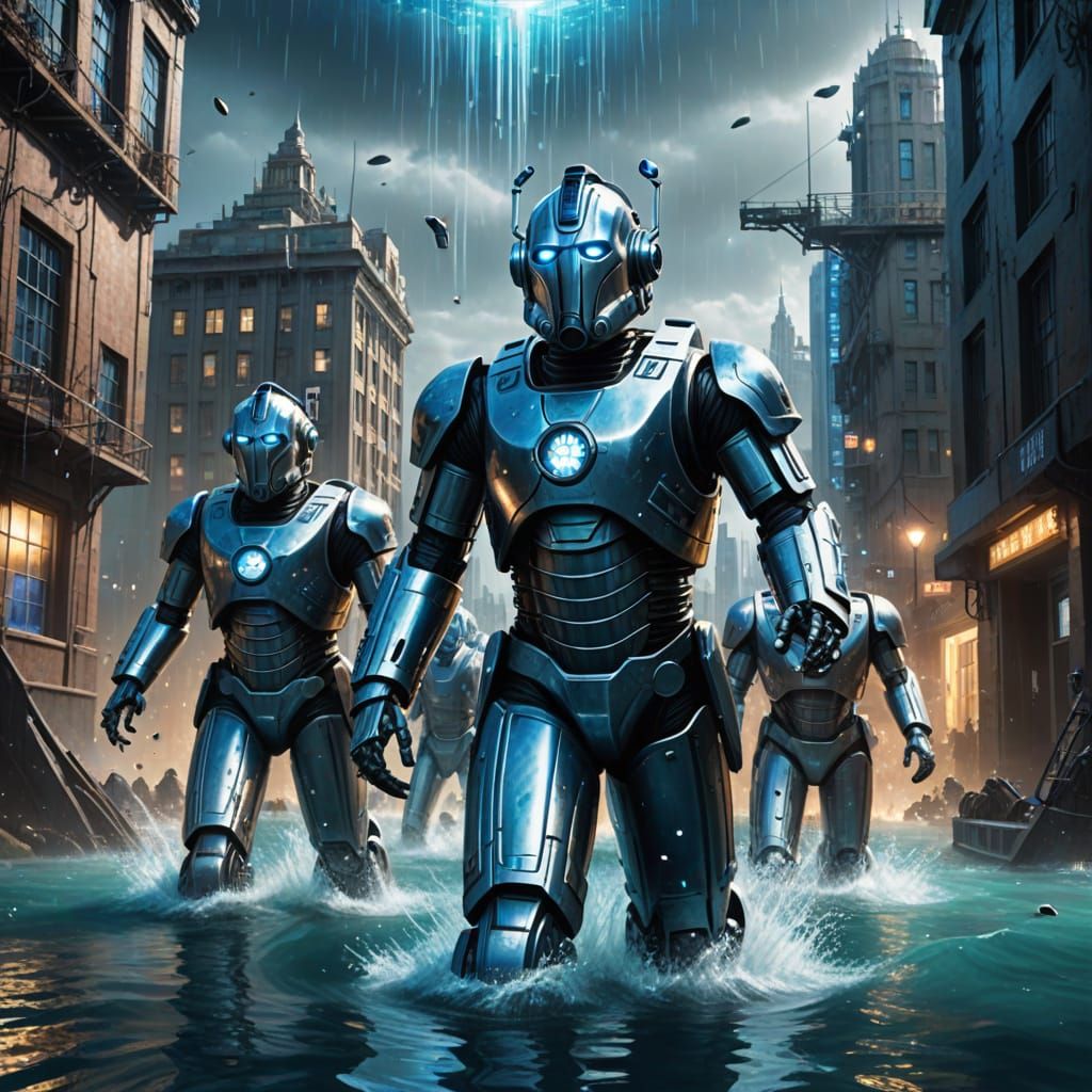 TARDIS Battles Cybermen Underwater in Futuristic City Concep...
