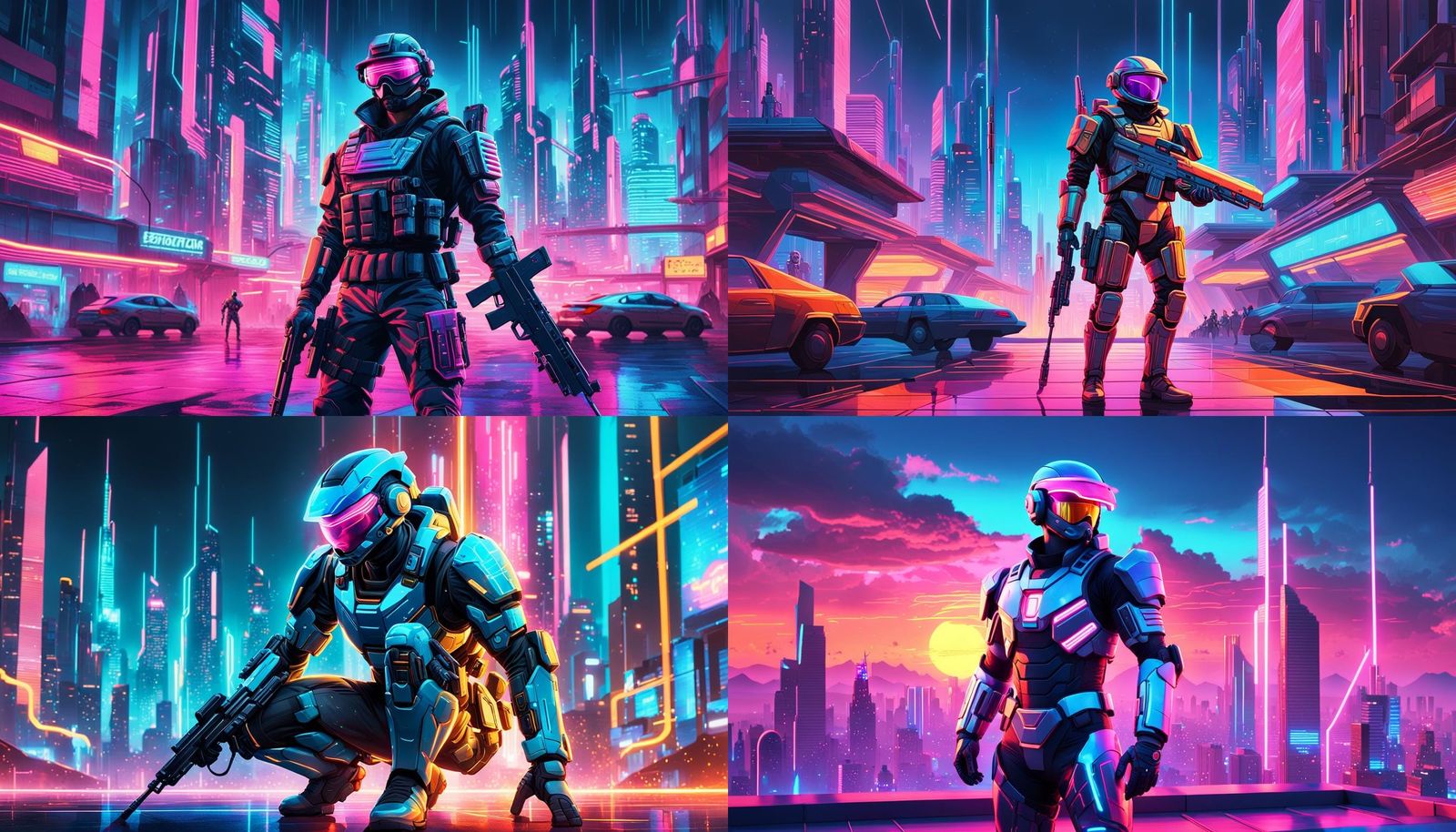 Synthwave Neon Futuristic Soldiers in 4K