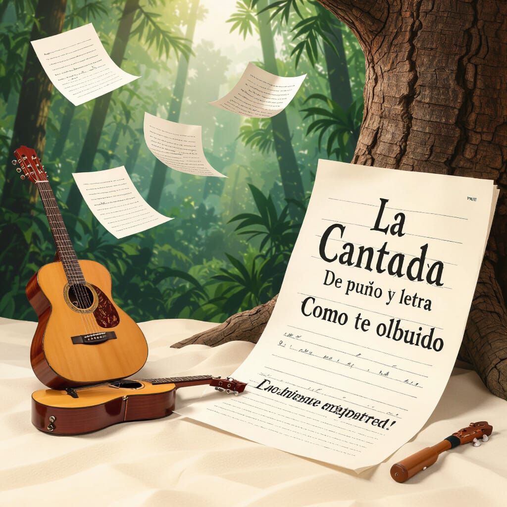 Flying Notebook Pages in Jungle, Hyperrealistic Style