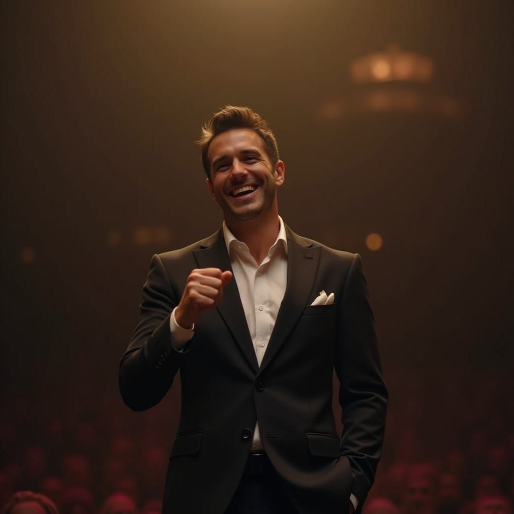 Charismatic Performer Shines on Stage with Captivated Audien...
