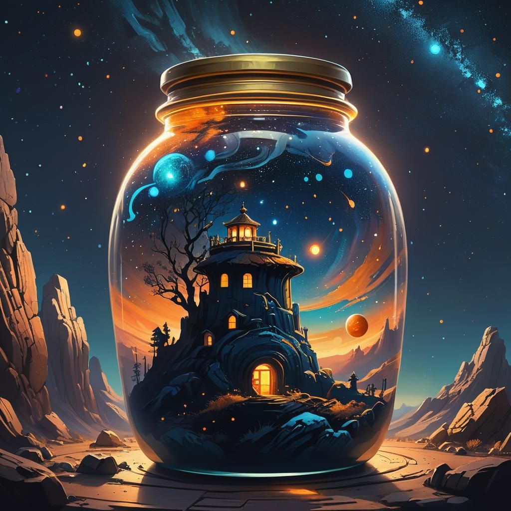 Jar Holding Universe, Epic Fantasy Concept Art