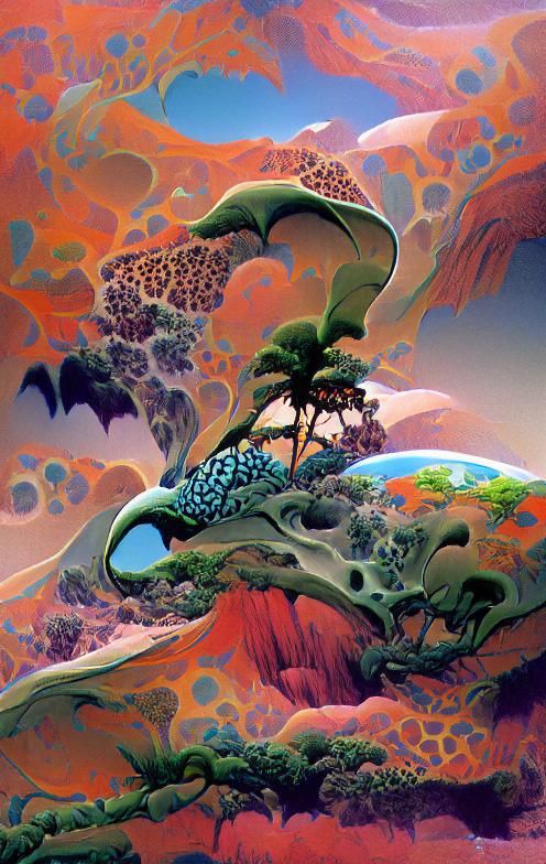 Psychedelic Planet Landscape in Roger Dean Style