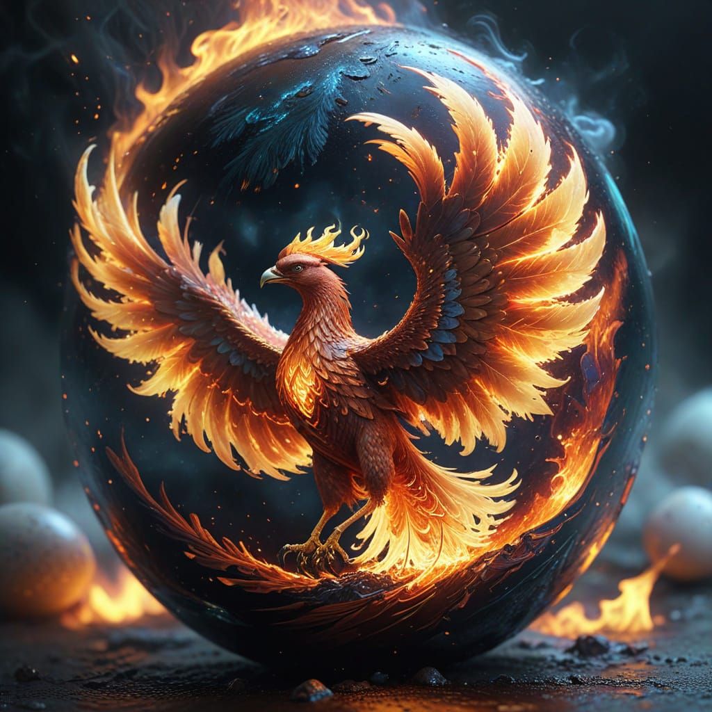 Majestic Phoenix Rises in a Blaze of Glory, in a Vibrant Mix...