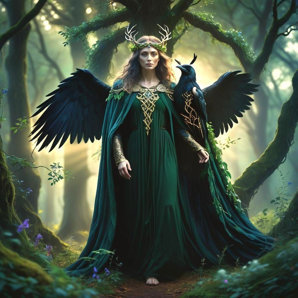 Celtic Deity in Enchanted Forest: Fantasy Concept Art