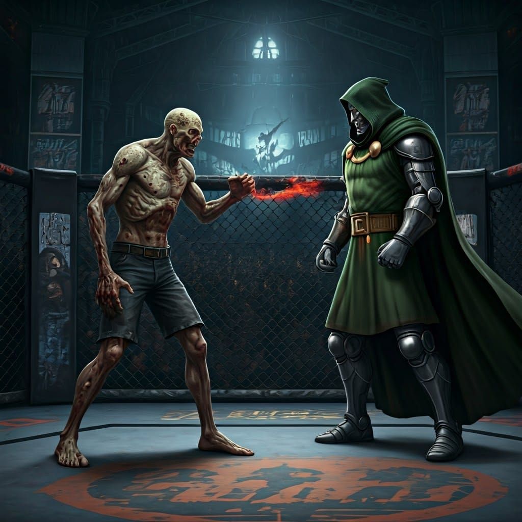 Zombie Versus Doctor Doom in MMA Octagon