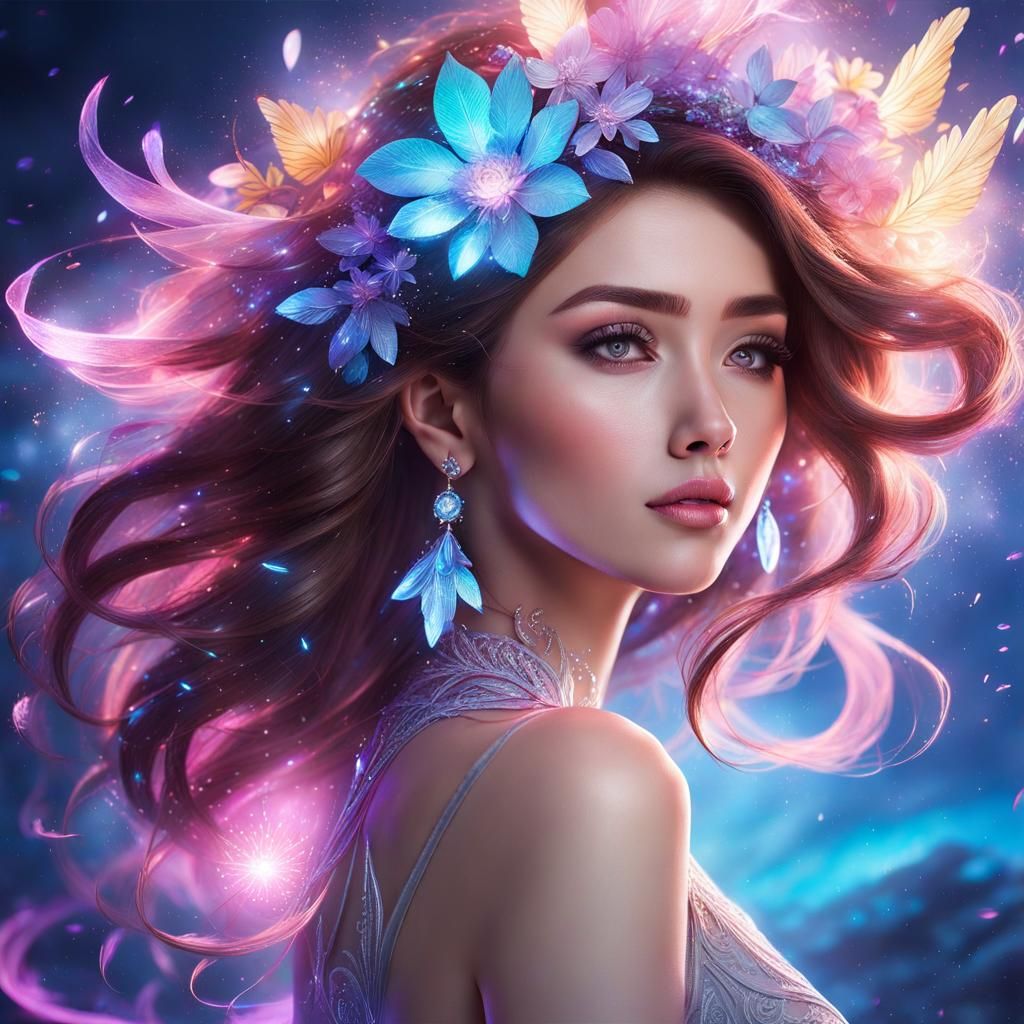 Emotional Crying Girl in Cyberpunk Neon Scene