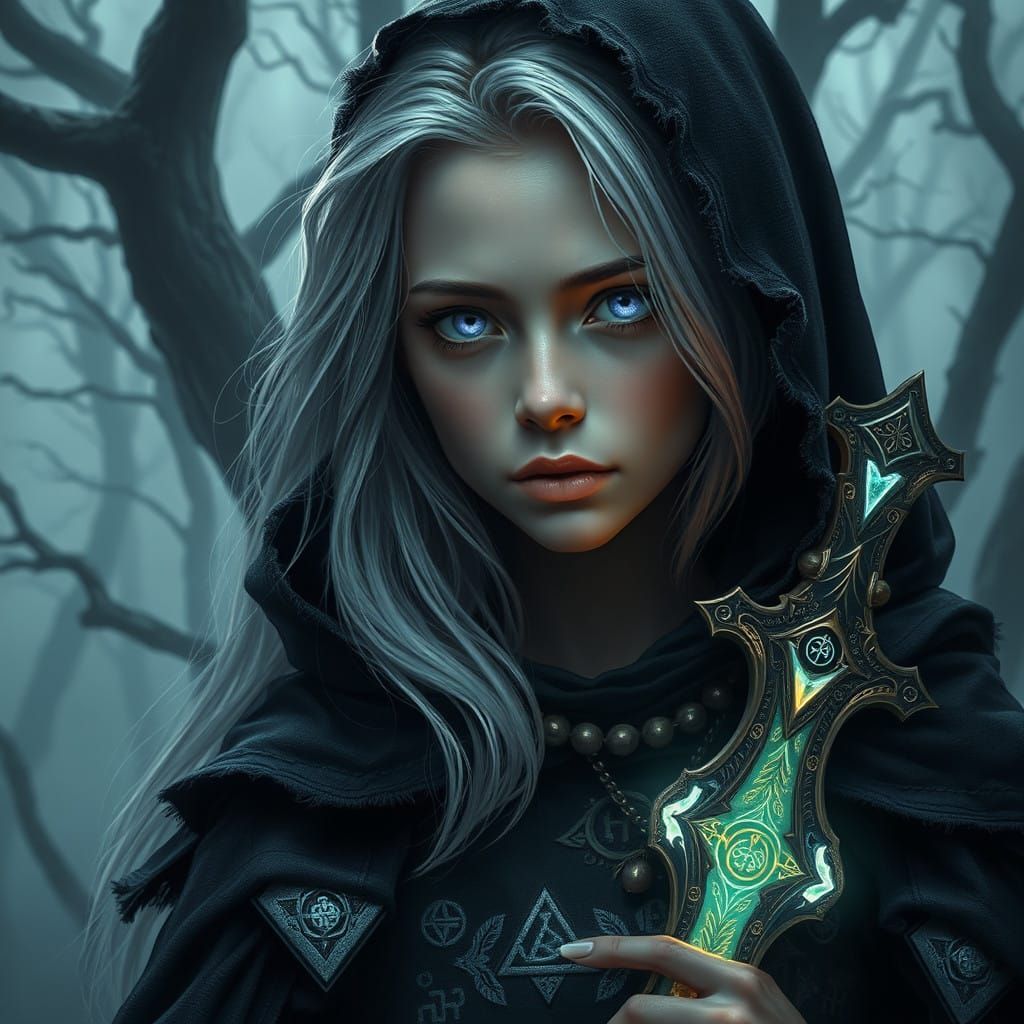 Ethereal Mystress in Silver Hair and Mystic Armor