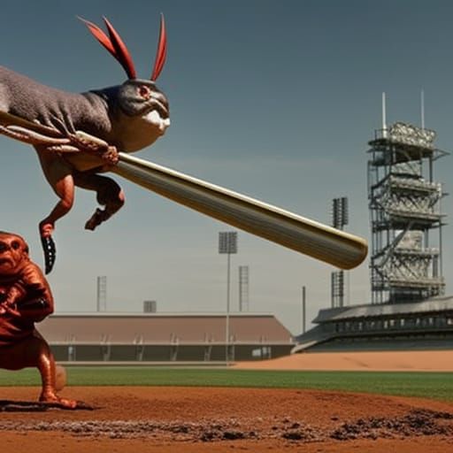 Alien Mice Play Baseball in Post-Apocalyptic Style