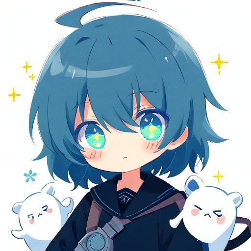 A cute chibi girl with gas mask and tomboy style, small cute...