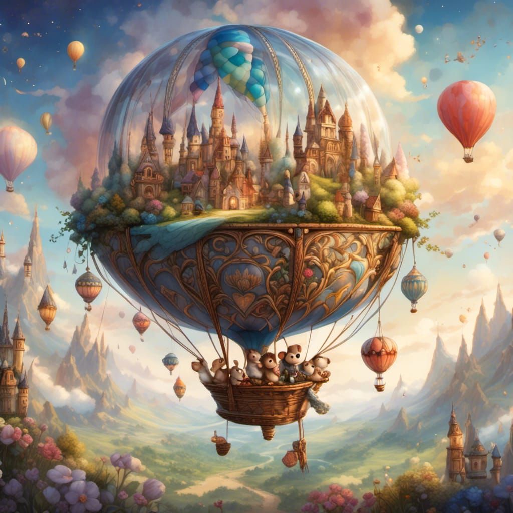 Ornate Glass Hot Air Balloon with Mouse Explorer