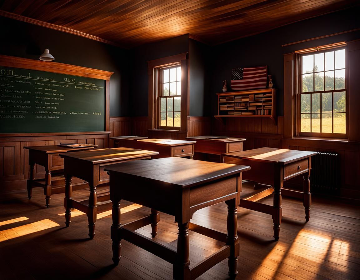 Inside a One-Room Schoolhouse at Magic Hour
