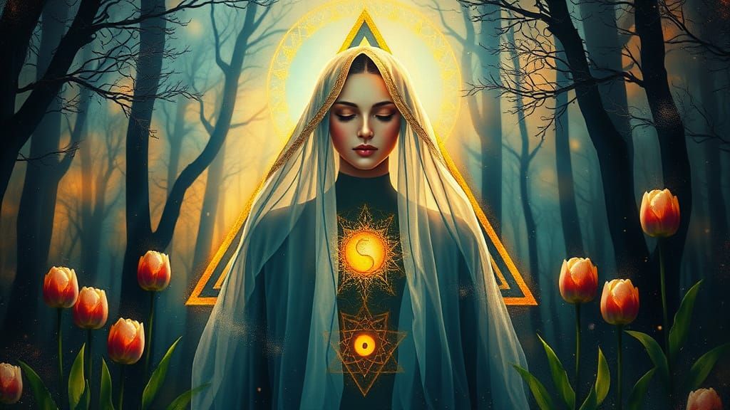Ethereal Figure in Mystical Forest: A Balance of Nature and ...