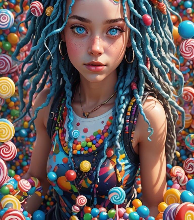 Surreal Blue Beauty with Vibrant Braids, Brilliant and Lumin...
