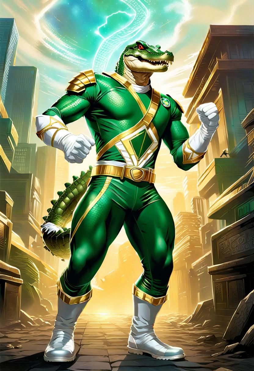 Colossal Crocodile Ranger in Dynamic Comic Book Art