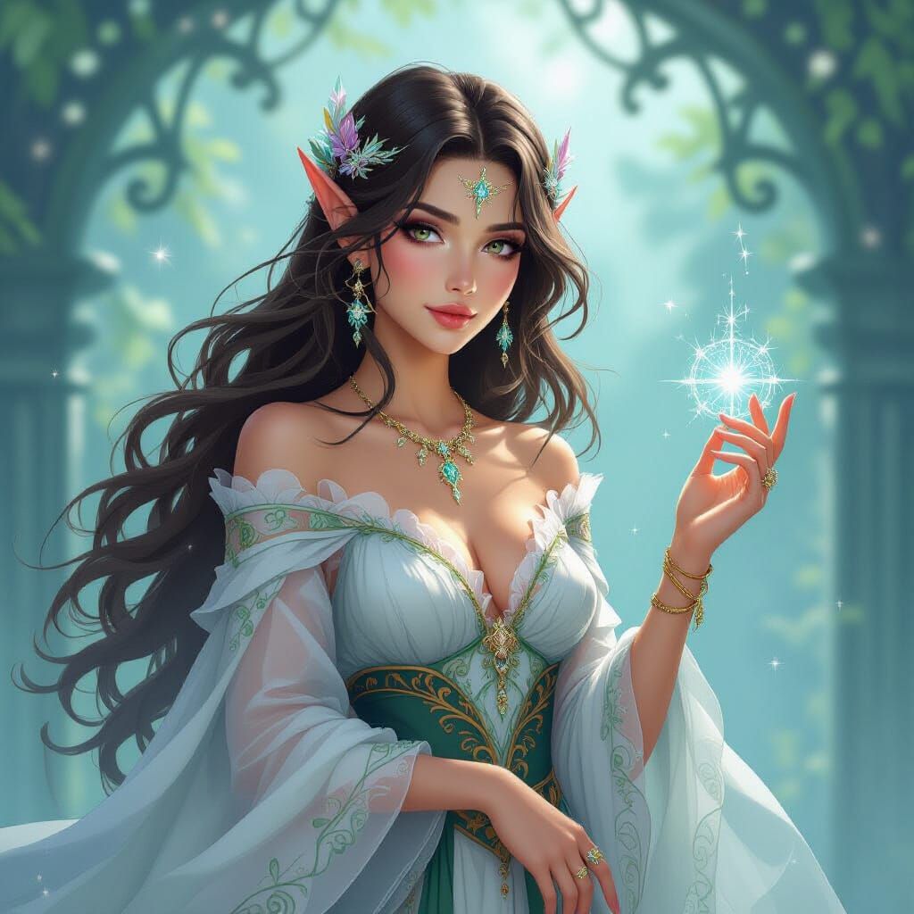 Regal Woman Marked in Dreamlike Fantasy Art