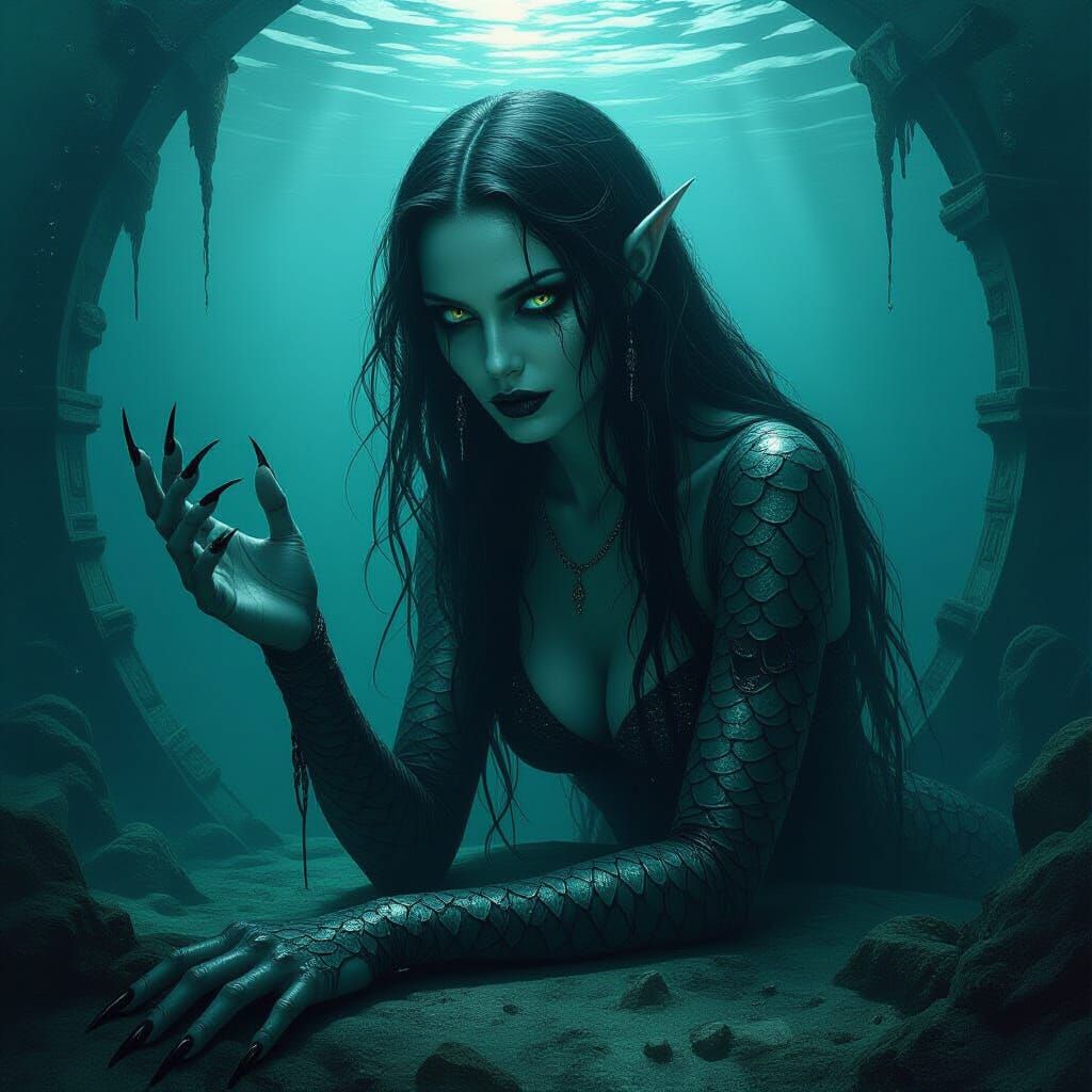 Vampire Mermaid in Dark Romantic Style