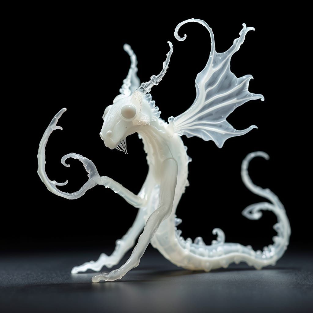 Ethereal Resin Sculpture in High Contrast Studio Lighting
