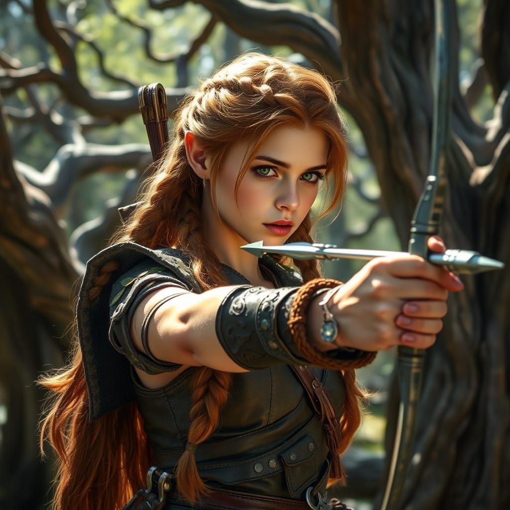 Elven Archer in Forest Clearing, Dynamic Lighting