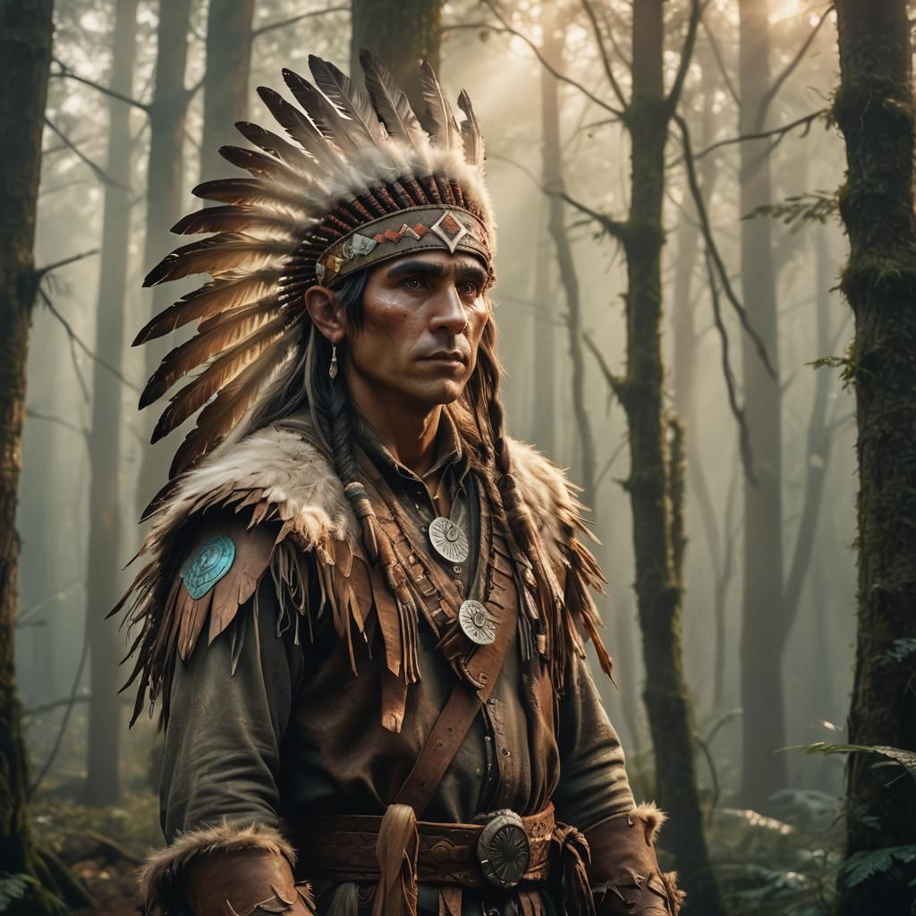 Fantasy Elf Portrait in Misty Forest