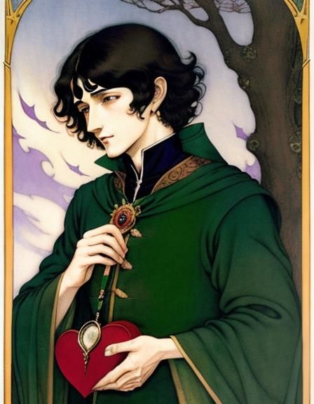 Anime Heart Illustration in Acrylic Style