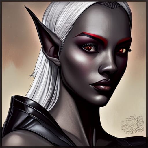 Beautiful Drow Elf Woman Portrait