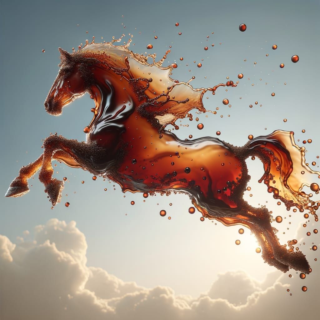 Coffee Splash Horse in Blown Glass Style