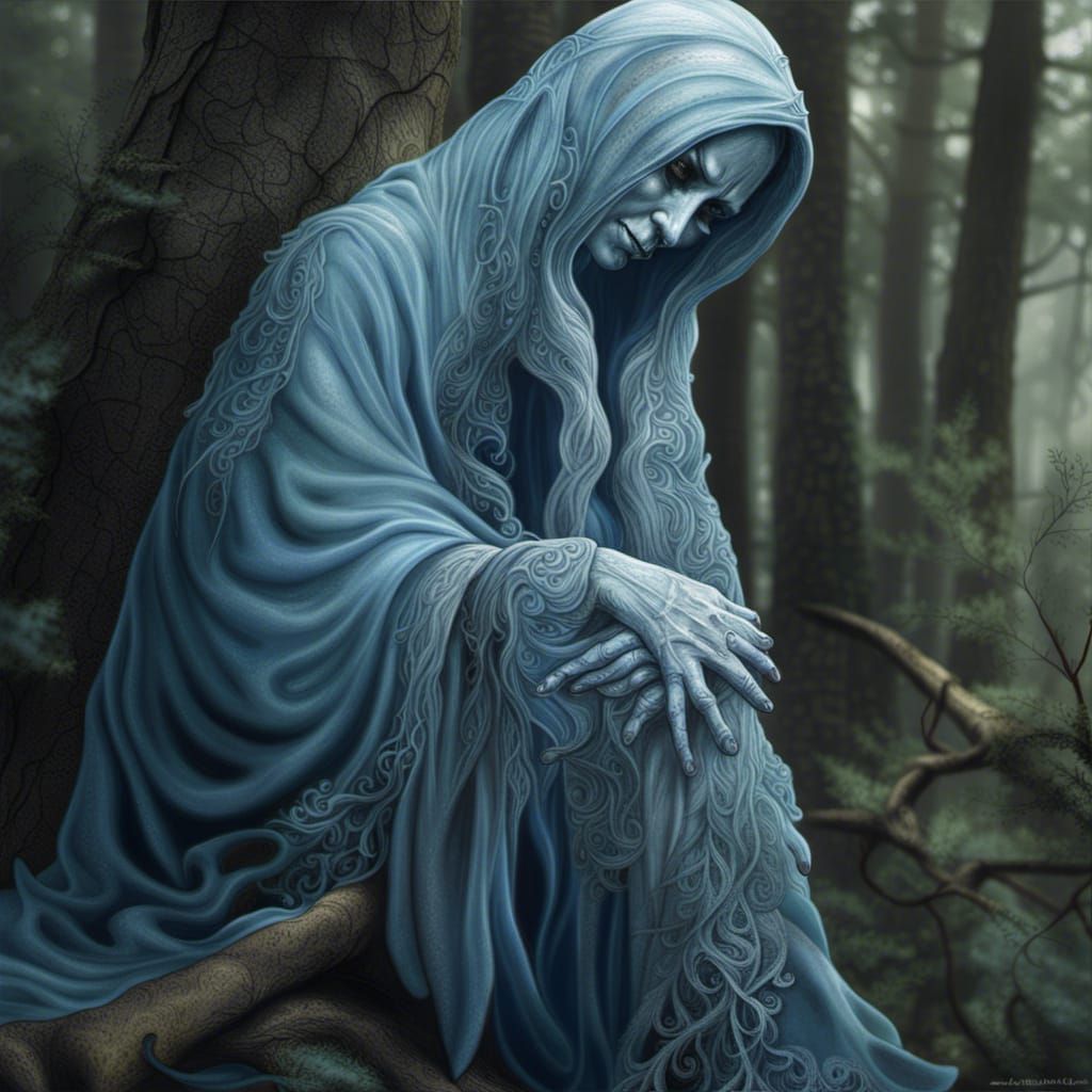 Blue Ghost Lost in Moody Forest