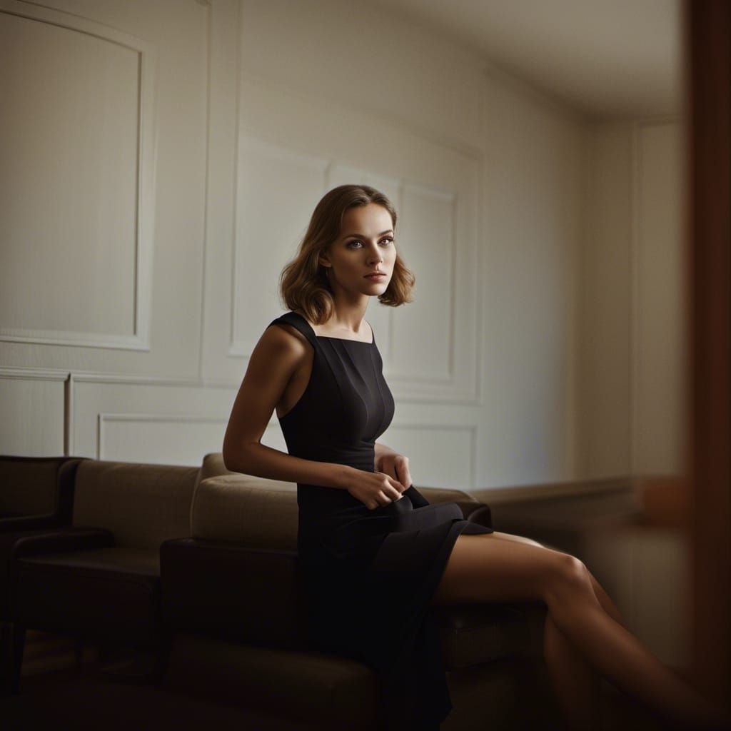 Nightclub Portrait of Girl in Black Bodycon Dress