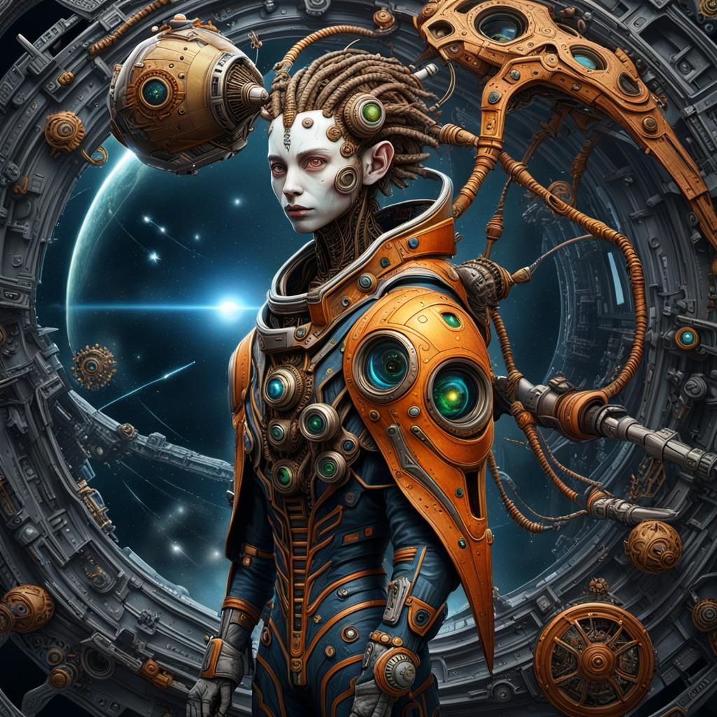 Clockwork Alien Portrait in Detailed Digital Painting