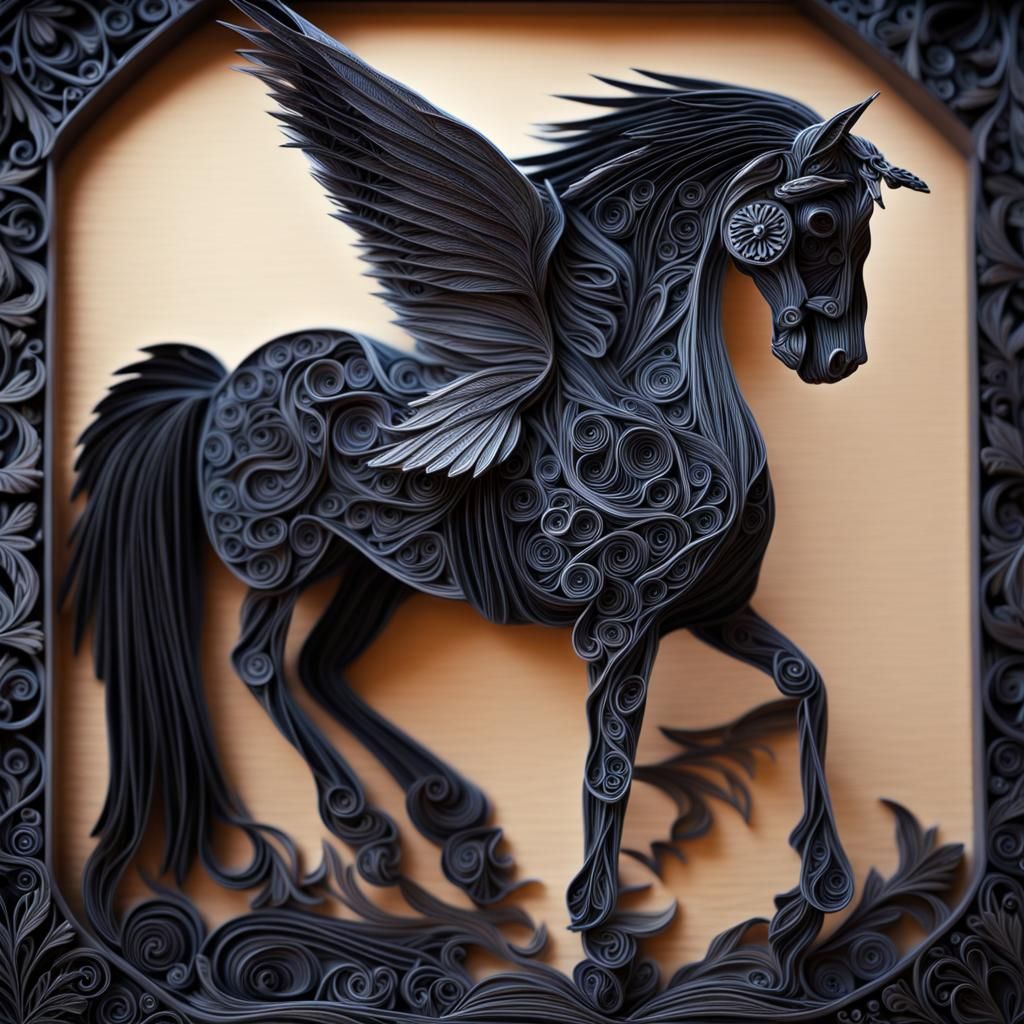 Hyperrealistic Gothic Pegasus with Intricate Details