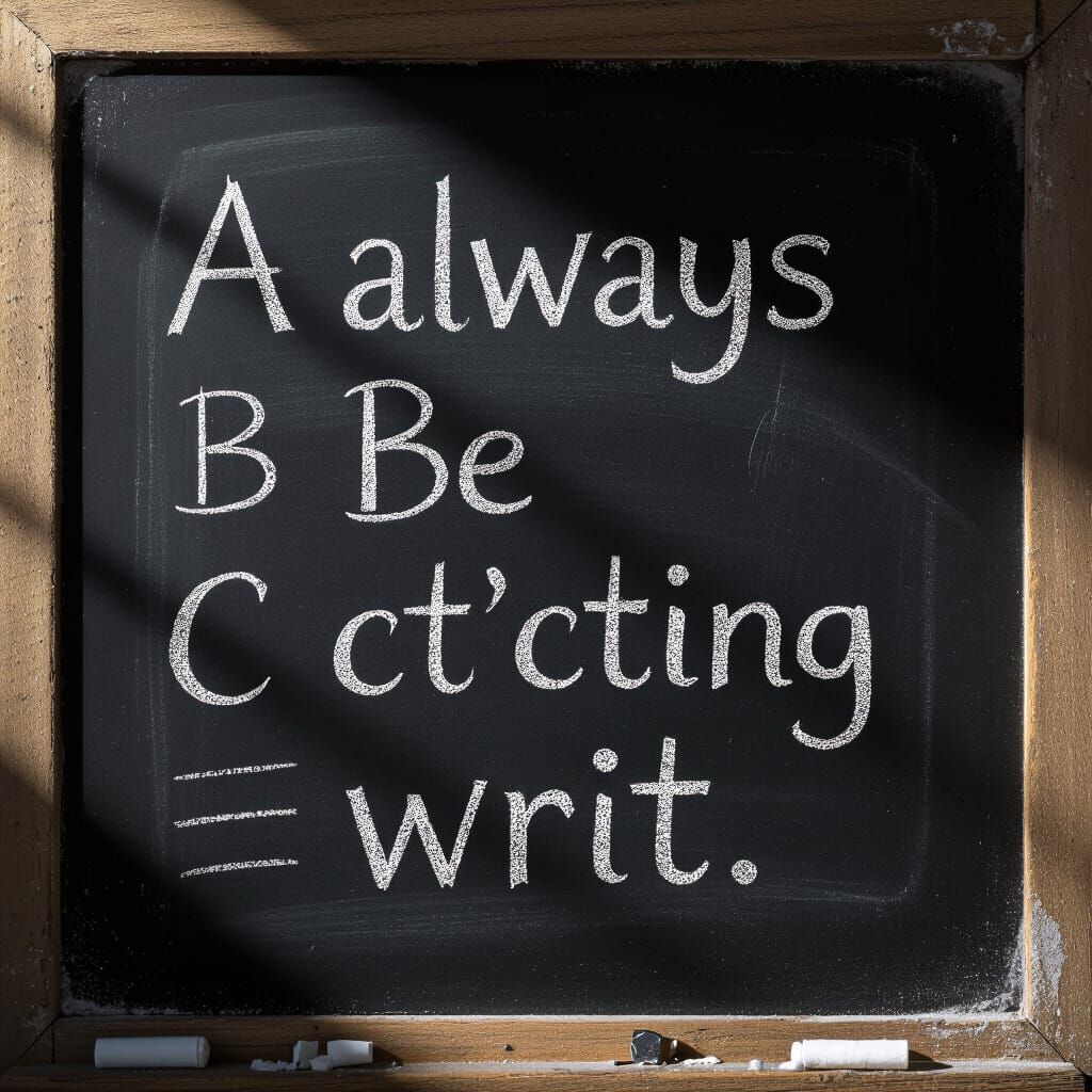 Photorealistic Chalkboard With Vertical Writing