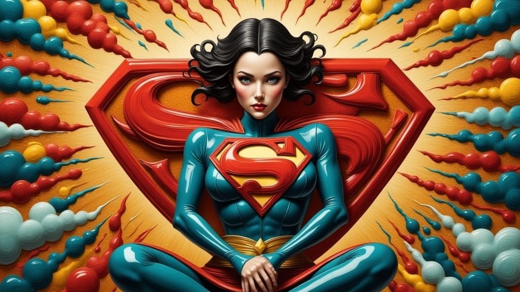 Pop Surreal Superman Symbol in Avant-Garde Style