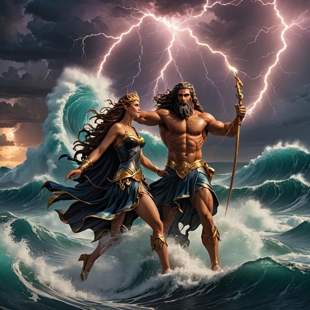 Poseidon and Venus: A Battle of Sea and Love