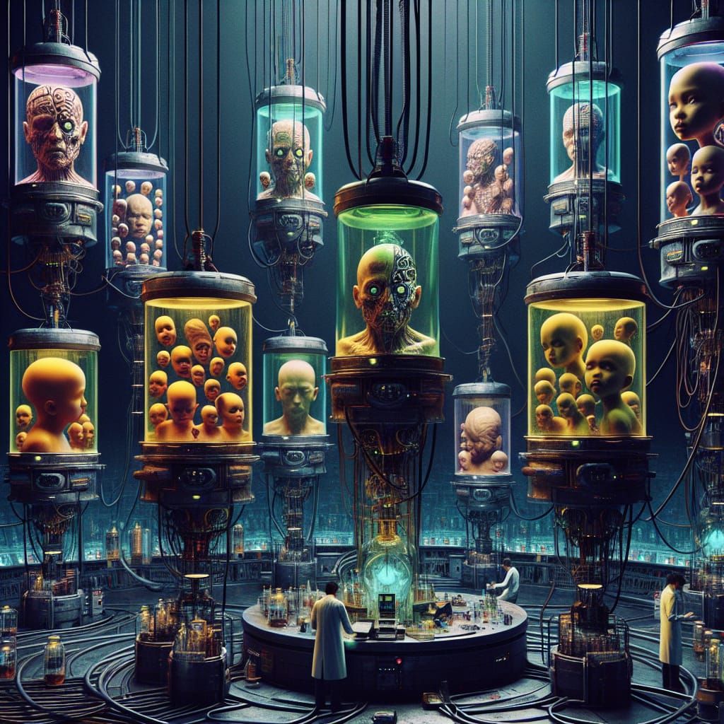 Futuristic Laboratory of Horrors in Dark Gothic Style