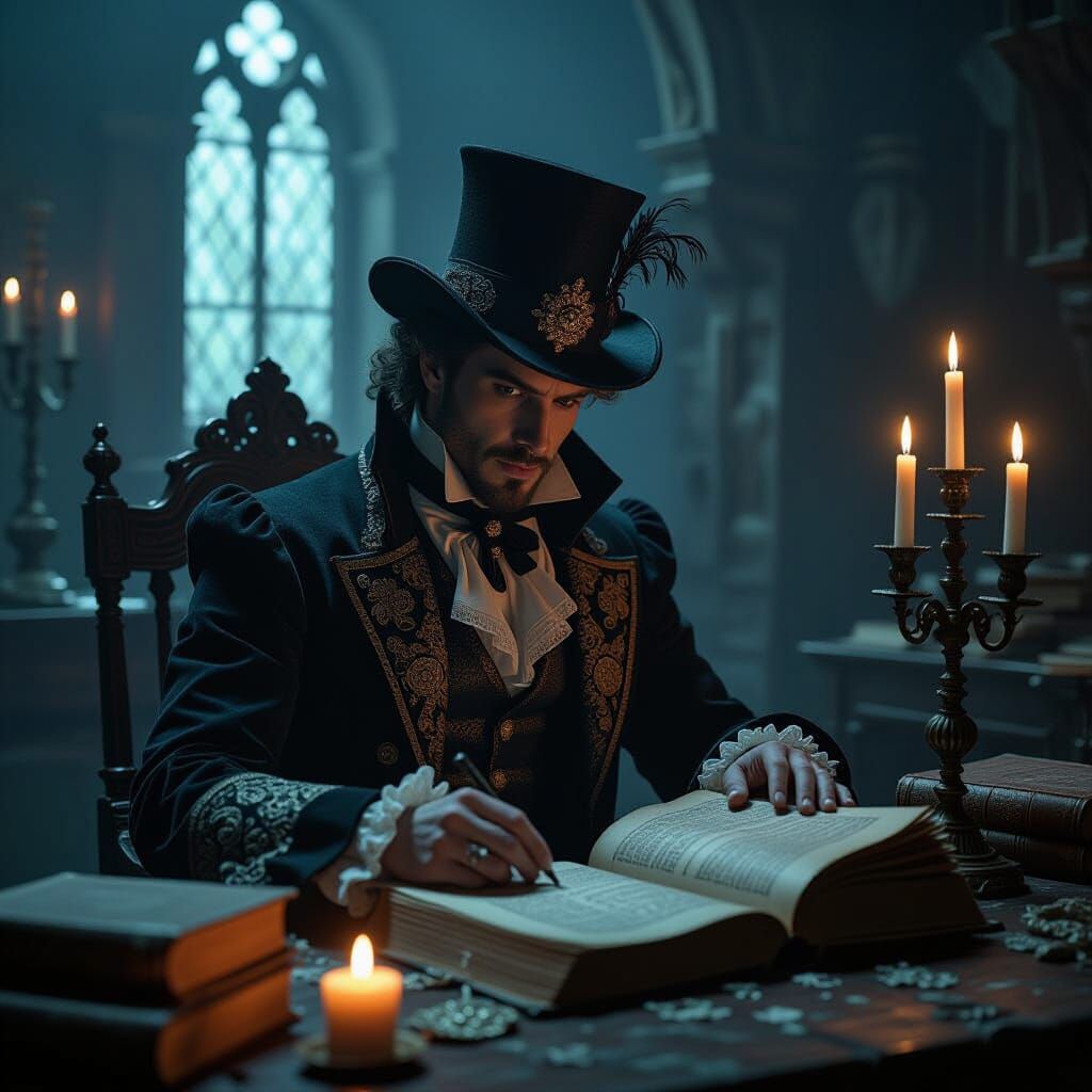 Goetia Invocation in Victorian Chamber, Cinematic Film Still