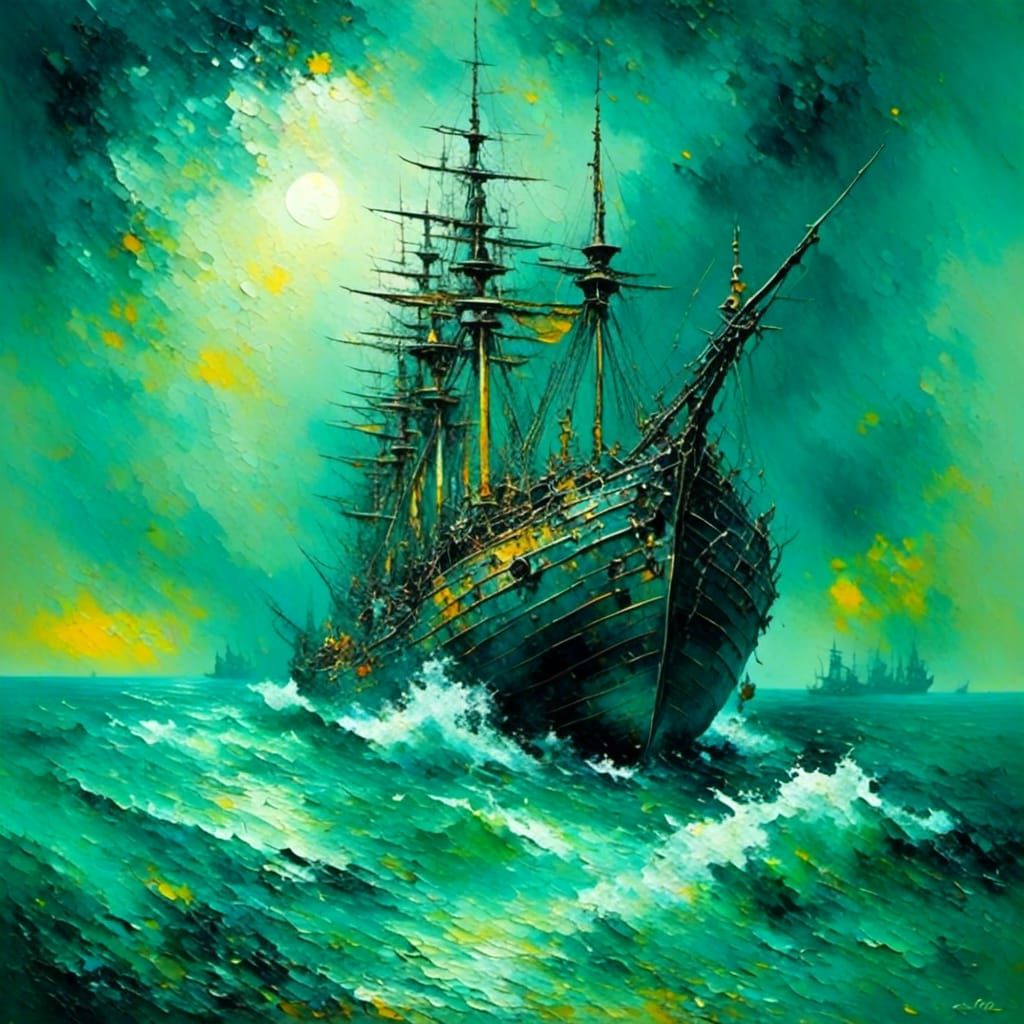 Mediterranean Seascape in Antique Watercolor Style