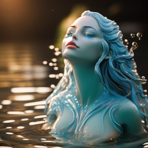 Water Elemental Undine in Digital Art Style