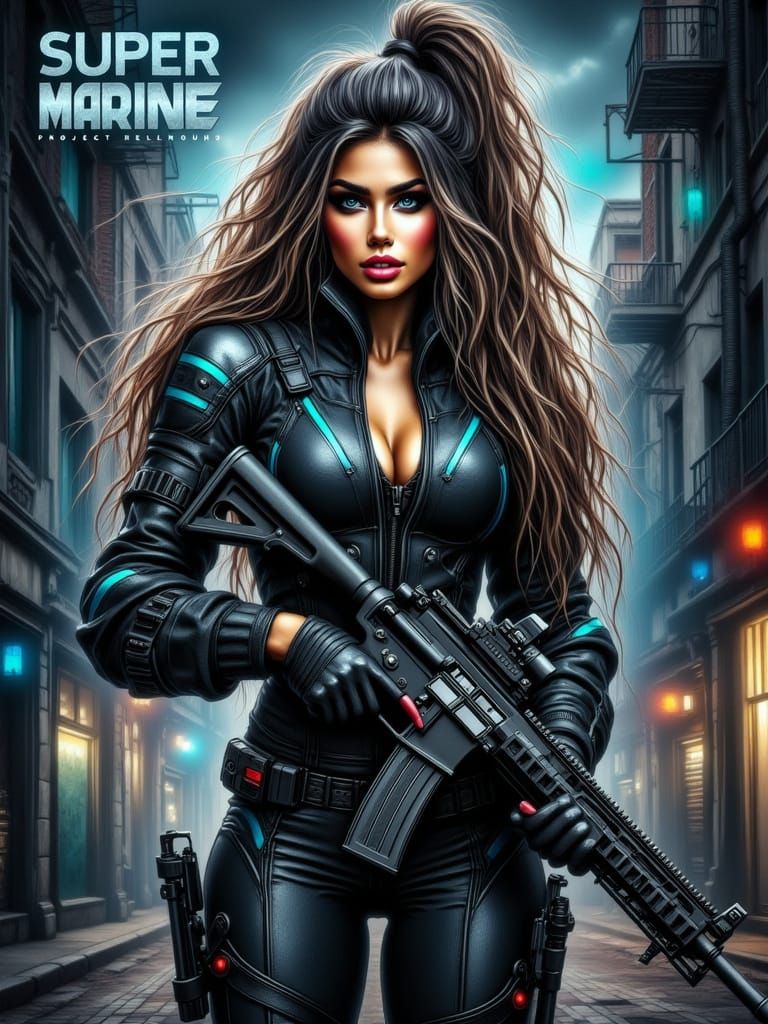 Cyberpunk Heroine in Tactical Containment Suit