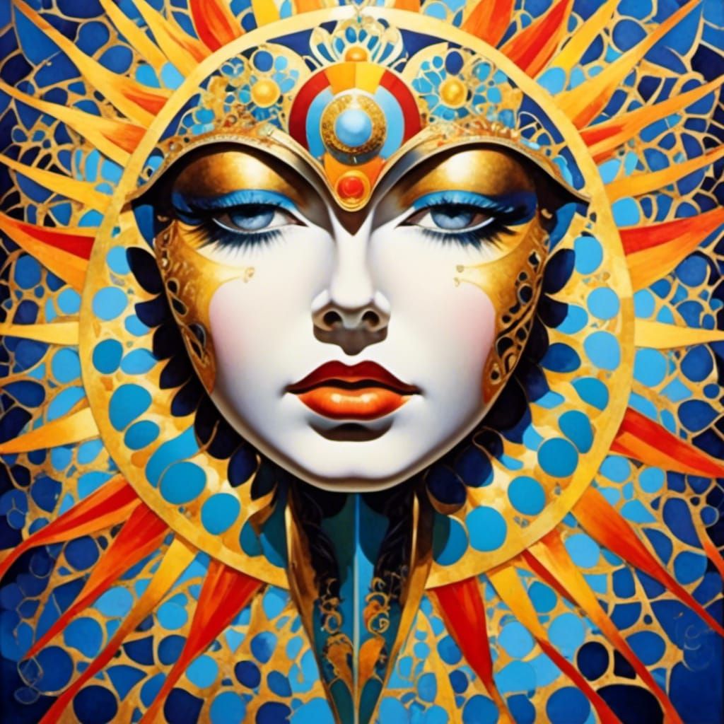 Geometric Afterimage of the Sun in Sparkling Collage