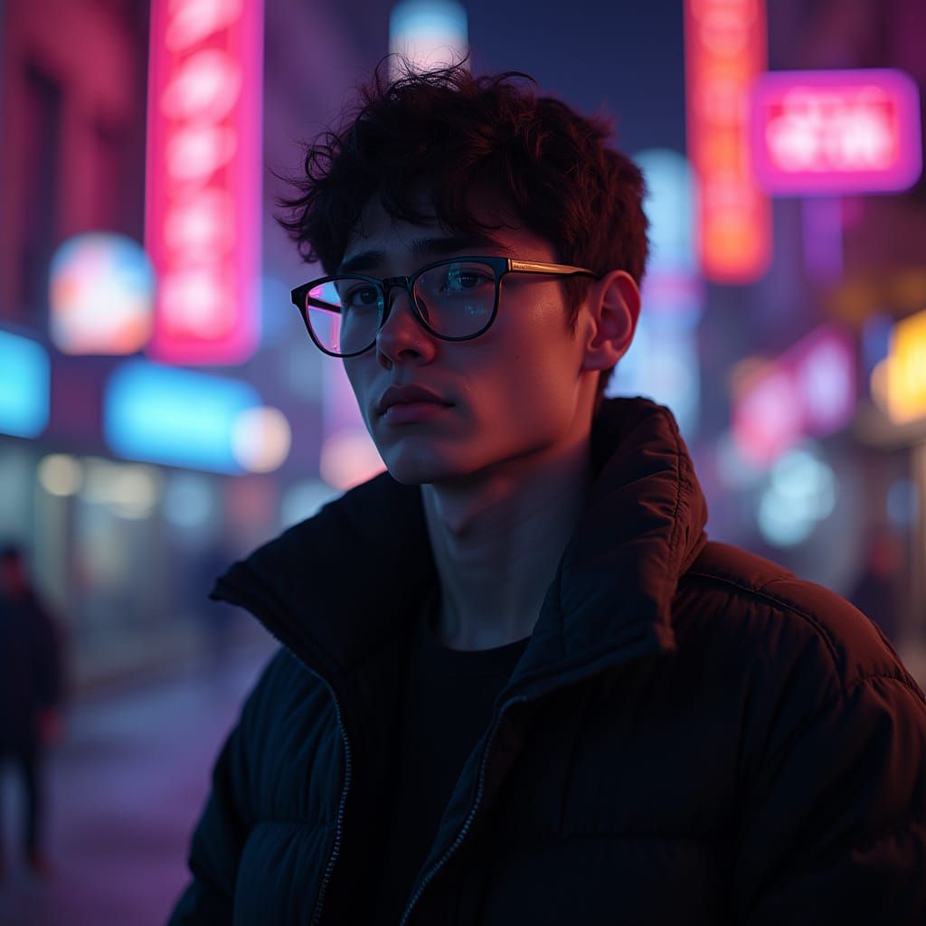 Cyberpunk Portrait Under Neon Lights