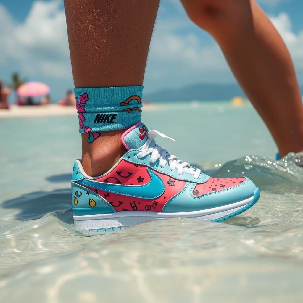 Tiburón en la Playa: Un Híbrido de Arte Pop